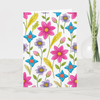 Colorful Floral Pattern Blank Karte