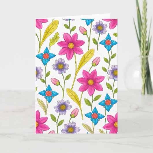 Colorful Floral Pattern Blank Karte (Vorderseite)