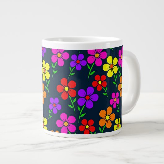 Colorful Floral Pattern Jumbo-Tasse (Vorderseite Rechts)