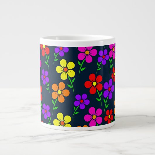 Colorful Floral Pattern Jumbo-Tasse (Vorderseite)
