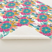 Colorful Floral Pattern Large Cozy Blanket – Brigh Sherpadecke (3/4)
