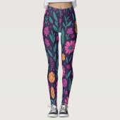 Colorful Floral Pattern Leggings – Vibrant Botanic (Vorderseite)