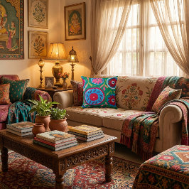 Colorful Floral pattern nature vibrant flowers Kissen