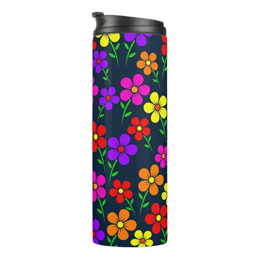 Colorful Floral Pattern Thermosbecher (Nach rechts gedreht)