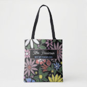 Colorful Floral Personal Quote Teachers Name Tasche (Vorderseite)