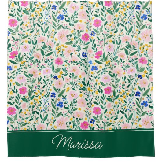 Colorful Floral Personalized Duschvorhang (Vorderseite)