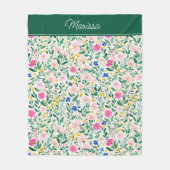 Colorful Floral Personalized Fleece Blanket (Vorderseite)