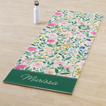 Colorful Floral Personalized Yoga Mat