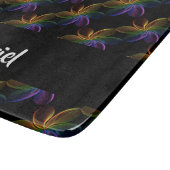 Colorful Floral Print on Black Schneidebrett (Ecke)