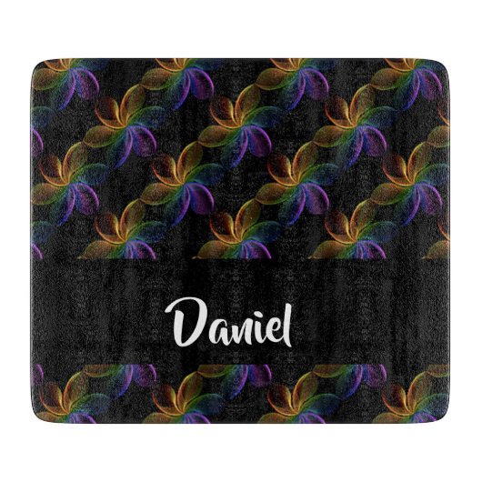 Colorful Floral Print on Black Schneidebrett (Vorderseite)