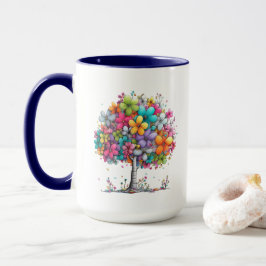 Colorful Floral Tree  – Vibrant Botanical Art Tasse