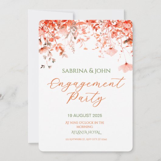 Colorful Floral Watercolor Engagement Party Einladung (Vorderseite)
