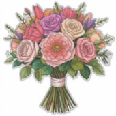Colorful Floral Wedding Bouquet Aufkleber (Vorderseite)