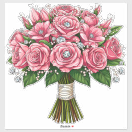 Colorful Floral Wedding Bouquet Aufkleber