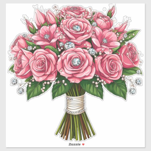 Colorful Floral Wedding Bouquet Aufkleber (Blatt)