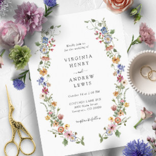 Colorful Floral Wedding Einladung
