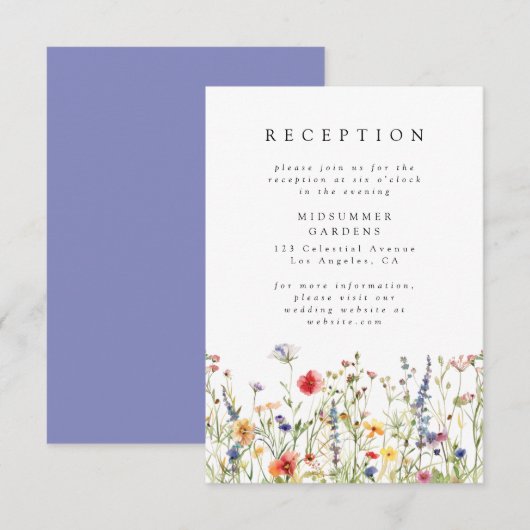 Colorful Floral Wedding Reception Enclosure Card Begleitkarte (Vorne/Hinten)