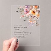 Colorful Flower Bouquet QR Code Bridal Shower Acryleinladungen (Insitu (Handheld))