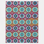 Colorful Flower Circles Bohemian Fleecedecke (Vorderseite)