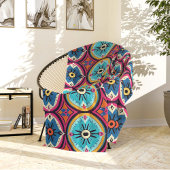 Colorful Flower Circles Bohemian Fleecedecke