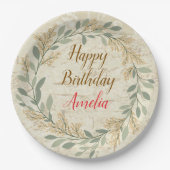 Colorful Flower Design Birthday Plate Pappteller (Vorderseite)