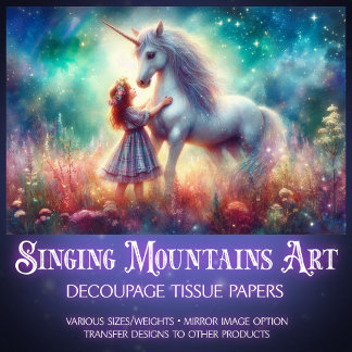 Colorful Flower Forest Unicorn Magic Decoupage  Seidenpapier