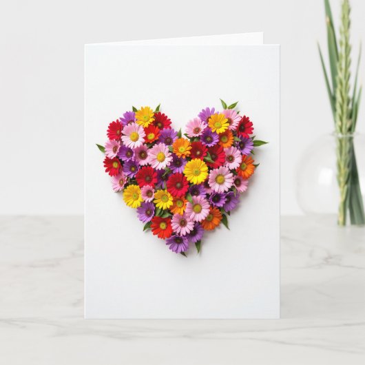 Colorful Flower Heart Love Card Karte (Vorderseite)