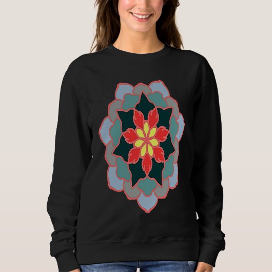 Colorful flower mandala  flower emblem sweatshirt (Vorderseite)