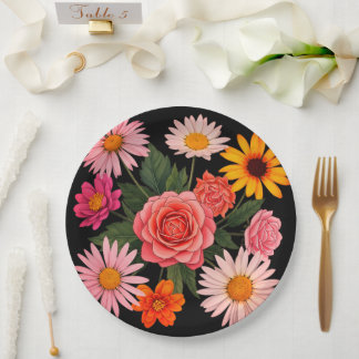 Colorful flower paper plates pappteller