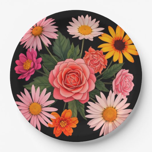 Colorful flower paper plates pappteller (Vorderseite)