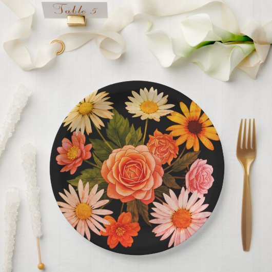 Colorful flower paper plates pappteller (Hochzeit)