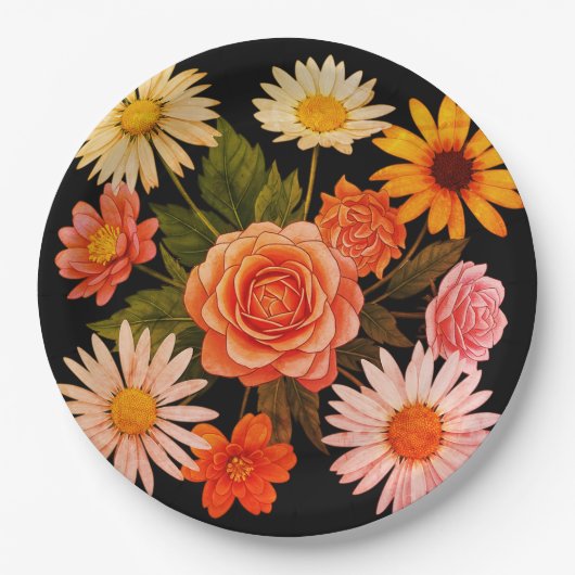Colorful flower paper plates pappteller (Vorderseite)