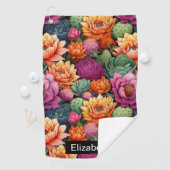 Colorful Flowering Cactus Personalized Golfhandtuch (Insitu)