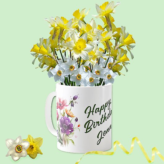 Colorful Flowers Birthday Greetings Kaffeetasse