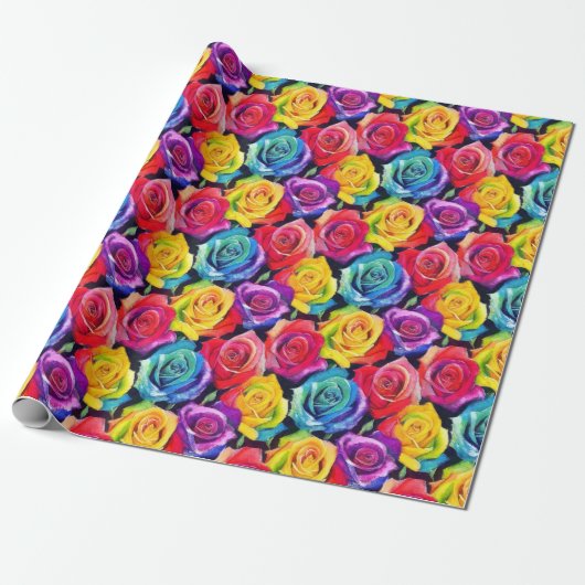 Colorful flowers, bright watercolor roses print geschenkpapier (Ungerollt)