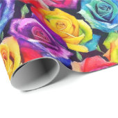 Colorful flowers, bright watercolor roses print geschenkpapier (Rolleneckpunkt)