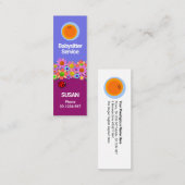 Colorful Flowers Cute Ladybug Babysitter Mini Visitenkarte (Vorne/Hinten)