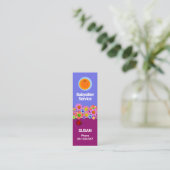 Colorful Flowers Cute Ladybug Babysitter Mini Visitenkarte (Stehend Vorderseite)