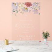 Colorful Flowers, First Holy Communion Welcome Acrylschild (Hochzeit)