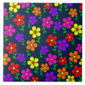 Colorful Flowers Floral Pattern Fliese (Vorderseite)