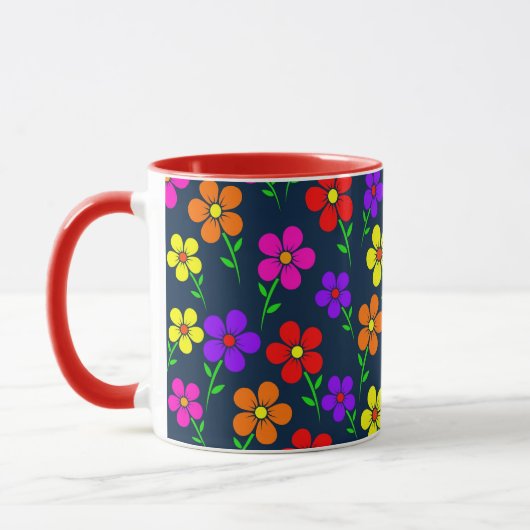 Colorful Flowers Floral Pattern Tasse (Links)