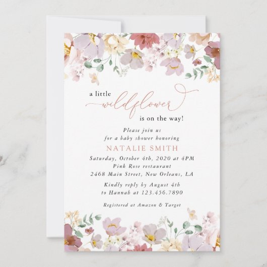 Colorful Flowers, Wildflowers, Boho, Baby Shower Einladung (Vorderseite)