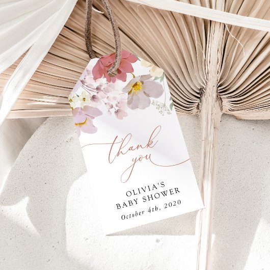 Colorful Flowers, Wildflowers, Boho, Baby Shower Geschenkanhänger