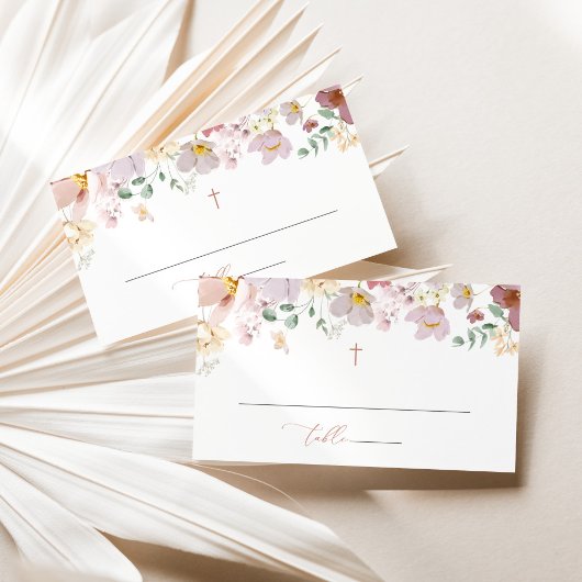 Colorful Flowers, Wildflowers, Boho, Baptism Platzkarte