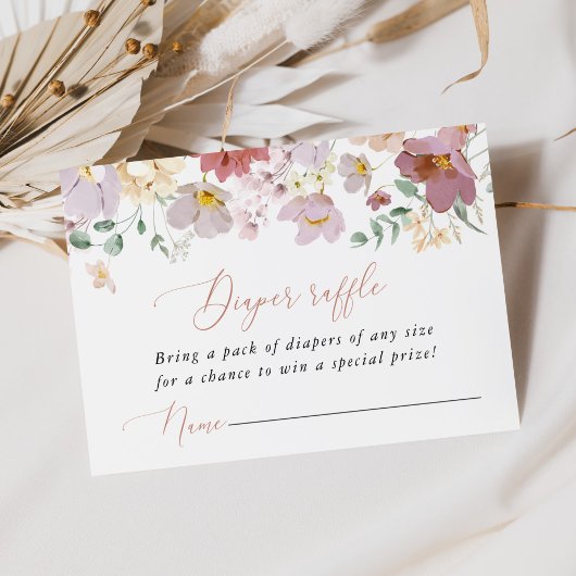 Colorful Flowers, Wildflowers, Boho, Diaper Raffle Begleitkarte