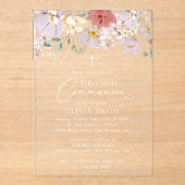 Colorful Flowers, Wildflowers, First Communion Acryleinladungen (Vorderseite)