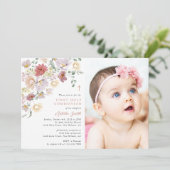 Colorful Flowers, Wildflowers, First Communion Einladung (Stehend Vorderseite)