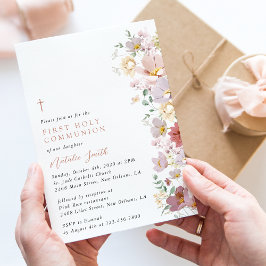 Colorful Flowers, Wildflowers, First Communion Einladung