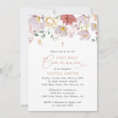 Colorful Flowers, Wildflowers, First Communion Einladung (Vorderseite)