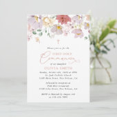 Colorful Flowers, Wildflowers, First Communion Einladung (Stehend Vorderseite)